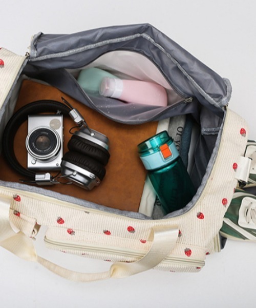 pyornim ボストンバッグ 総柄刺繍キルティング トラベルバッグ