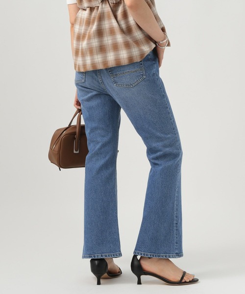 目玉商品 セール】[ウエストゴム・もも周りすっきり]ベーシックフレアデニム