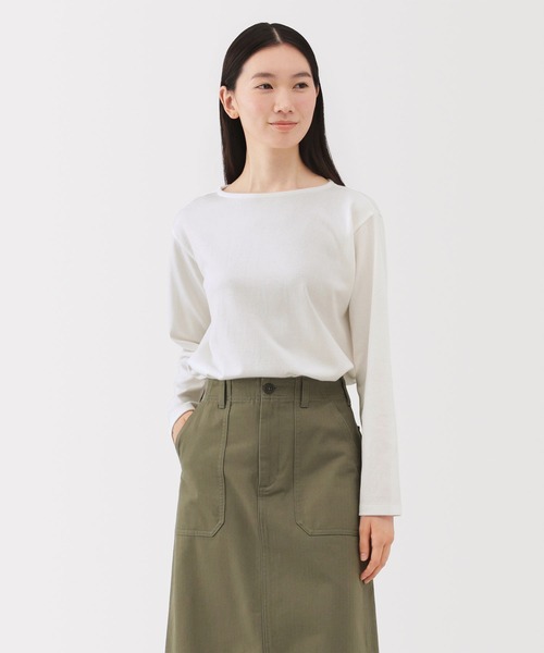 無印良品（MUJI） tシャツ 婦人 太番手ボートネック長袖Tシャツ