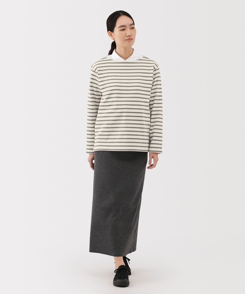 無印良品（MUJI） tシャツ 婦人 太番手ボートネック長袖Tシャツ