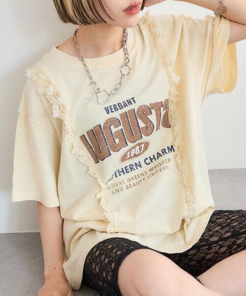 w closet（ダブルクローゼット） tシャツ ロゴレースリメイクTシャツ