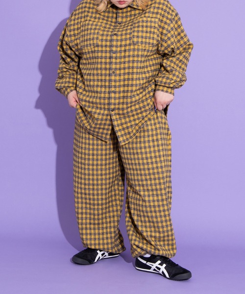 PUNYUS（プニュズ） パンツ チェックワイドイージーパンツ レディース