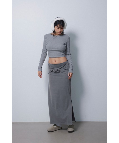 スカート ALEXIASTAM Wellness Side Gather Skirt ALEXIA STAM（アリシアスタン） スカート Wellness Twist Slit Skirt