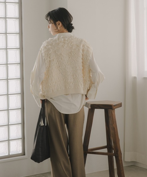 210nouve（トゥージュヌーヴ） ベスト ジレ ループ フリンジ ニット