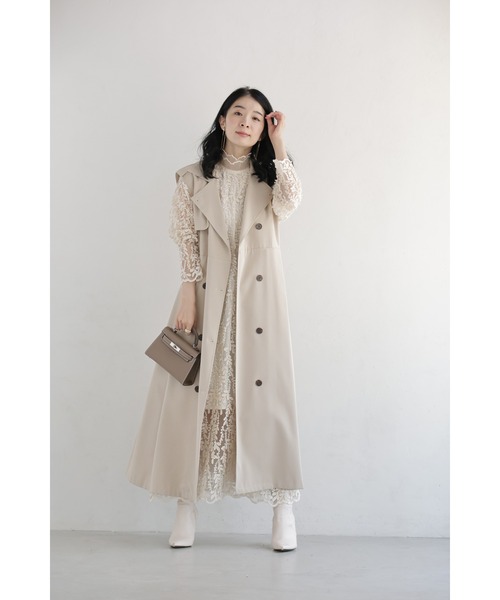 cawaii FRENCH PAVE 肩リーフレースのリネンワンピース cawaii FRENCH PAVE 肩リーフレースのリネンワンピース cawaii FRENCH
