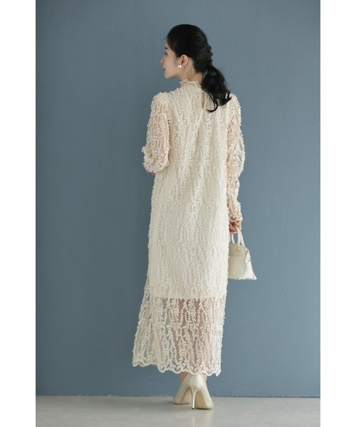 cawaii FRENCH PAVE 肩リーフレースのリネンワンピース cawaii FRENCH