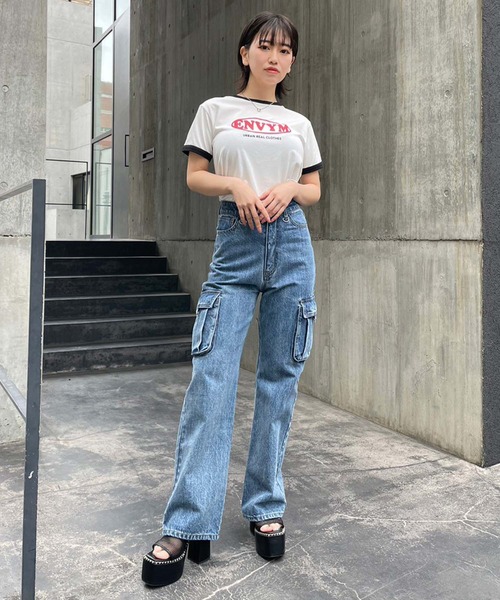 「ENVYM」 半袖Tシャツ FREE ホワイト レディース_画像2