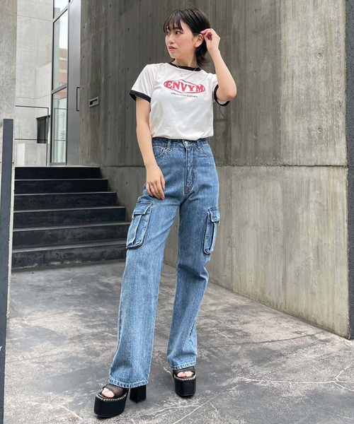 「ENVYM」 半袖Tシャツ FREE ホワイト レディース_画像3
