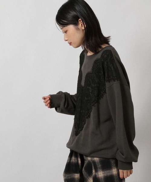 LAKOLE（ラコレ） トレーナー スウェット レースドッキングスウェット