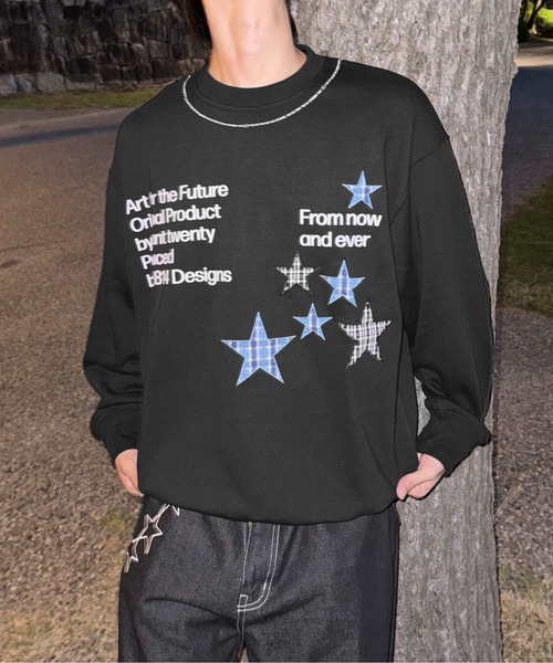 tシャツ ラインストーンチェックアップリケトップス メンズ レディース