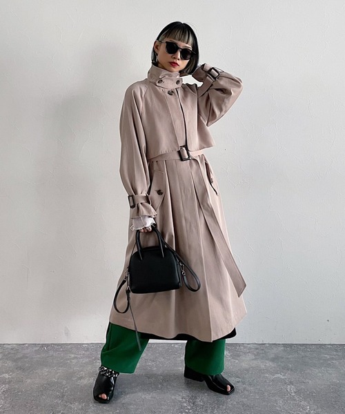 「PAGEBOY」 トレンチコート SMALL ブルー レディース_画像5