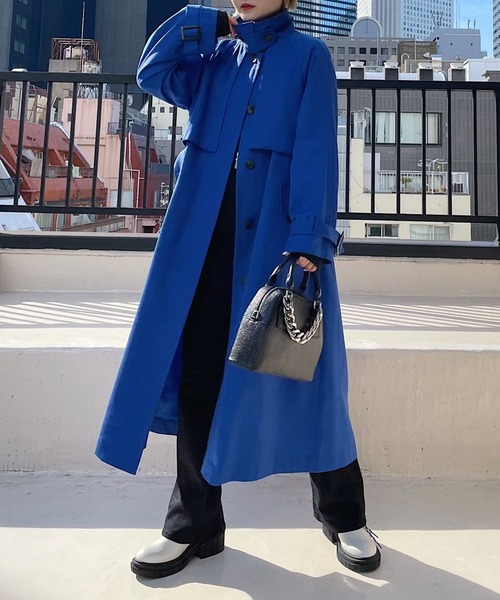 「PAGEBOY」 トレンチコート SMALL ブルー レディース_画像6