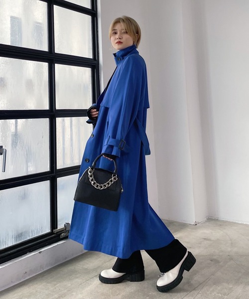 「PAGEBOY」 トレンチコート SMALL ブルー レディース_画像7