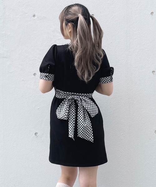 「abc une face」 半袖ワンピース FREE ブラック系その他 レディース_画像5