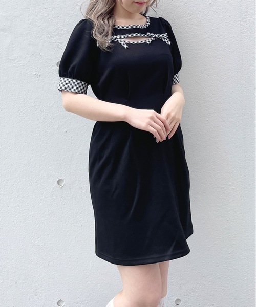 「abc une face」 半袖ワンピース FREE ブラック系その他 レディース_画像7