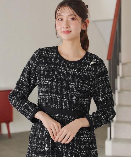 「Tiaclasse」 長袖ワンピース M ブラック レディース_画像9