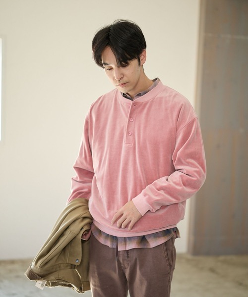 BAYFLOW（ベイフロー） tシャツ ベロアヘンリーネックプルオーバー