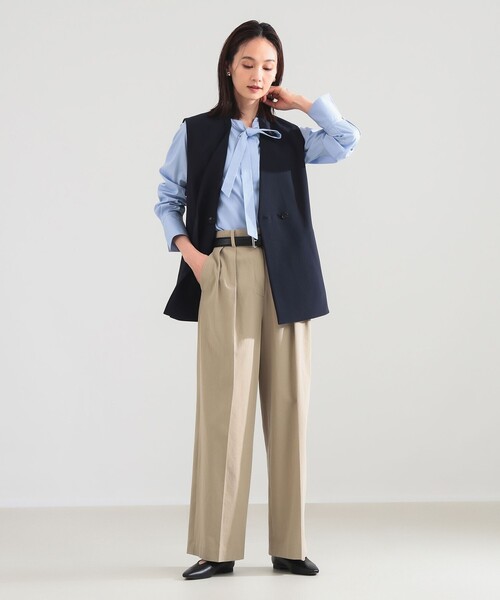 美品 デミルクスビームス 2025SS 定価３万 ピークドラペル 2ボタン ジレ Demi-Luxe BEAMS（デミルクス ビームス）の「ピークドラペル 2ボタン