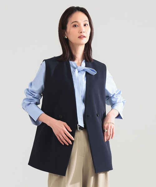 Demi-Luxe BEAMS カラー ツイード ジレ ベスト 金ボタン 日本製 Demi-Luxe BEAMS（デミルクス ビームス） ベスト ジレ ラペルレス 2