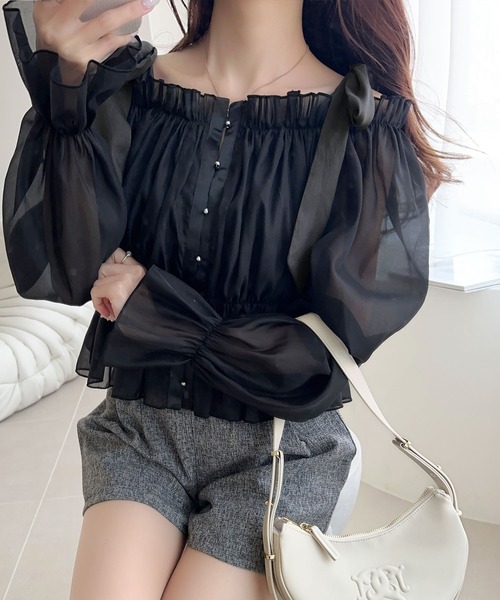 「mily bilet」 長袖ブラウス X-LARGE ブラック レディース_画像6