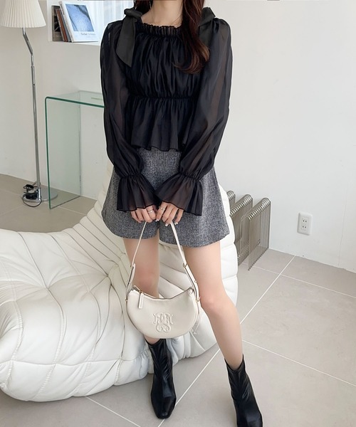 「mily bilet」 長袖ブラウス X-LARGE ブラック レディース_画像9