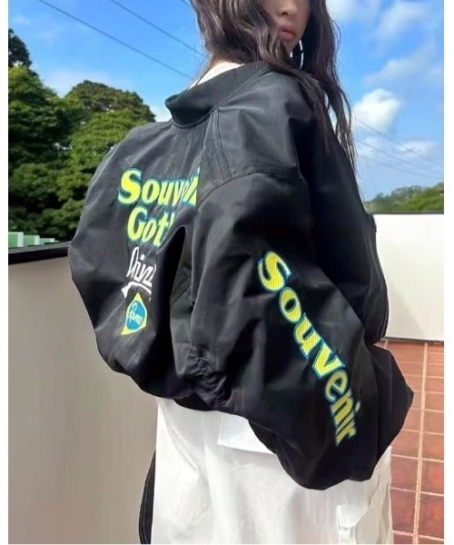 ブルゾンレディース CHEER（チアー） ブルゾン アウター バック配色ロゴ刺繍ブルゾン