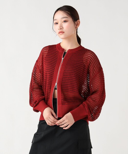 BEAMS HEART（ビームス ハート） カーディガン メッシュニット ジップ 