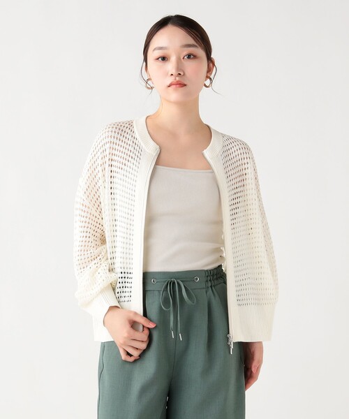 ❣半額❣【TO BE CHIC】 ジップアップ メッシュ カーディガン BEAMS HEART（ビームス ハート） カーディガン メッシュニット ジップ
