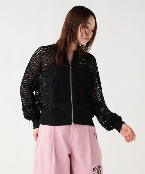 BEAMS HEART（ビームス ハート） カーディガン メッシュニット ジップ 