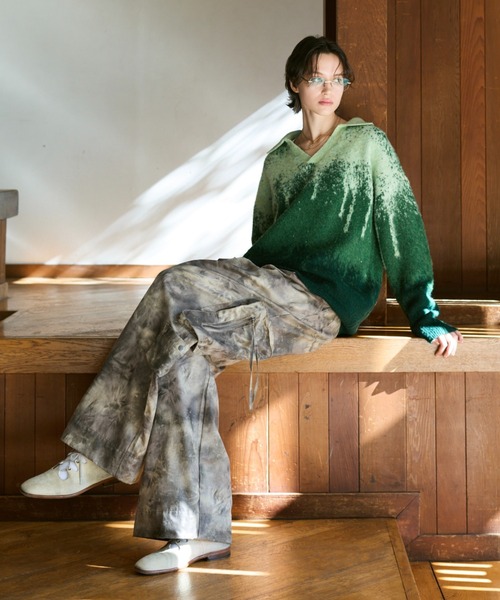soerte ポロシャツ Irregularity Gradation Skipper Knit/イレギュラー