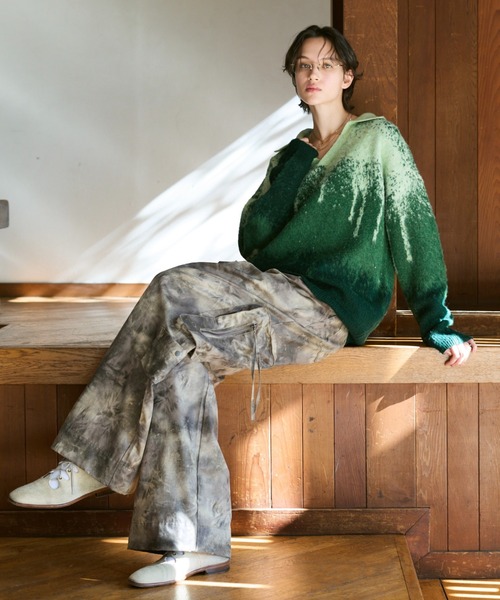 soerte ポロシャツ Irregularity Gradation Skipper Knit/イレギュラー