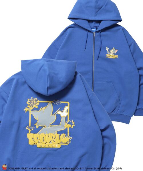 TOM&JERRY」 ジップアップパーカー「SEQUENZコラボ」 MEDIUM ブルー
