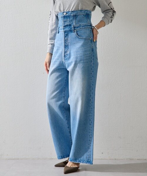 SALE2026SS美品Whim Gazetteハイウエストデニム検snidel Whim Gazette（ウィム ガゼット） ワイドパンツ ジーンズ デニム