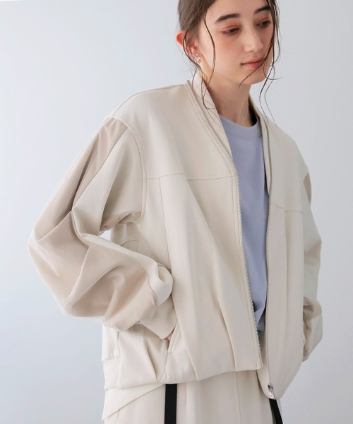 Jines（ジネス） ブルゾン アウター ポンチ袖チュールタックブルゾン