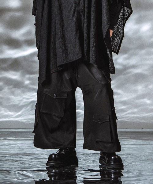パンツ NO ID. BLACK coating skinny Cargopants 2 NO ID.（ノーアイディー） ワイドパンツ カーゴパンツ 「NO ID