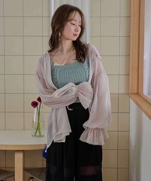 mideal（マイディール） ブラウス シャツ sheer hooded blouse シアー