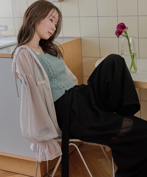 mideal（マイディール） ブラウス シャツ sheer hooded blouse シアー