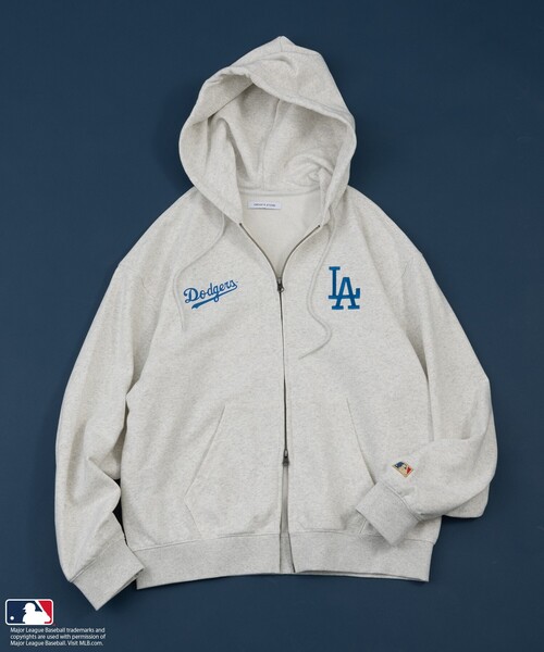Dodgers グレー ジップアップパーカー M MLB 「FREAK'S STORE」ジップアップパーカー MEDIUM グレー メンズ