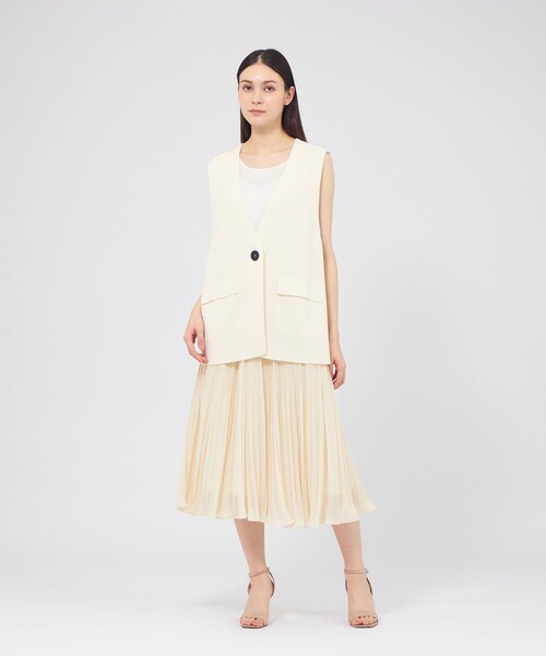 ベスト ジレ レーヨンナイロン ニットジレ レディースの画像