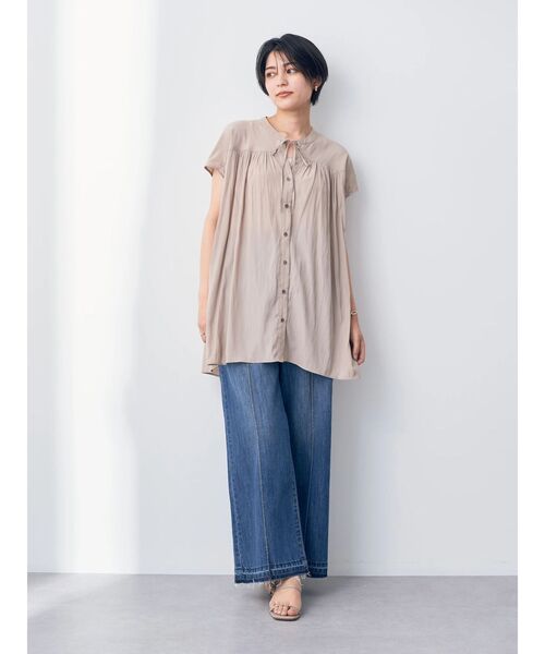 「YECCA VECCA」 半袖ブラウス FREE ベージュ レディース_画像9