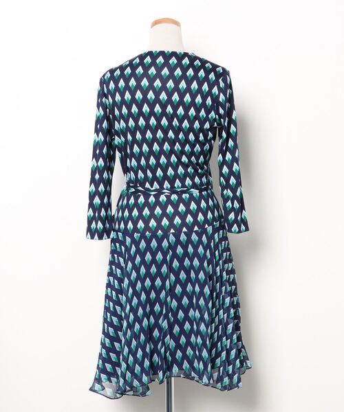 「DIANE von FURSTENBERG」 7分袖ワンピース 4 ネイビー レディース_画像2