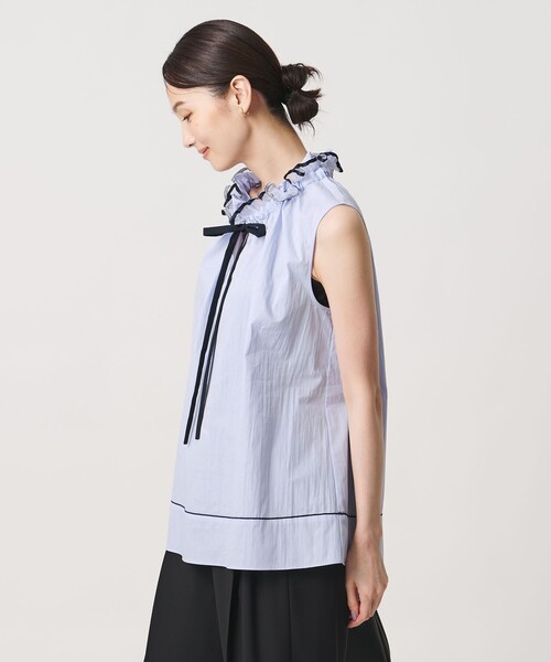 UNITED ARROWS フリルノースリーブチュニック ジレ UNITED ARROWS（ユナイテッドアローズ） ブラウス シャツ スタンド