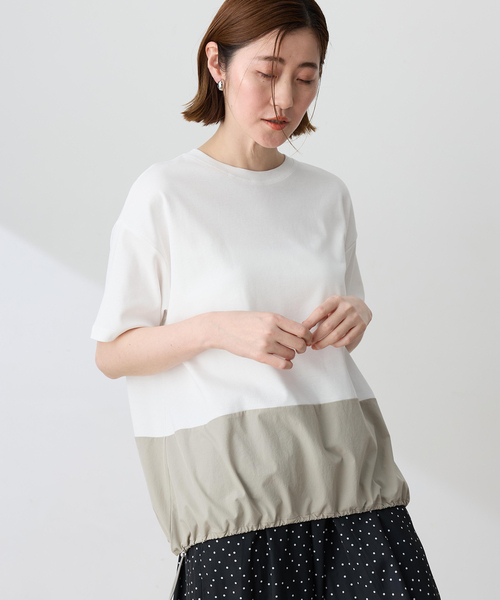 Petit Honfleur プチオンフルール tシャツ 半袖 裾切替ドロストカットプルオーバー 接触冷感・UVカット・オーガニックコットンブレンド レディース ZOZOTOWN Yahoo 店 - 通販 - Yahoo ショッピング