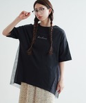tシャツ 半袖 チュール切替 ロゴTシャツ レ...の詳細画像1