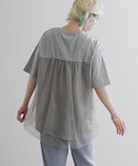 tシャツ 半袖 チュール切替 ロゴTシャツ レ...の詳細画像2