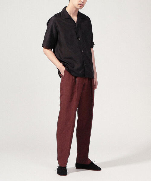大得価格安 パンツ PayPayモール店 - 通販 - PayPayモール レーヨンリネンポプリン 2プリーツイージーパンツ BROWN ZOZOTOWN 正規品新品