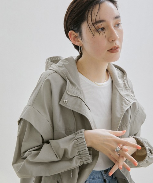 【美品】ADAM ET ROPE グレー フード付きパーカー ADAM ET ROPE'（アダムエロペ） パーカー 杢スウェット ニットZIP