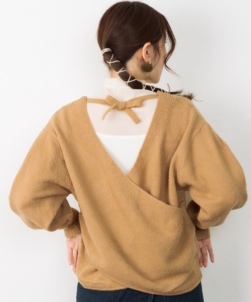 atONE ニット セーター カシュクールショート丈セーター