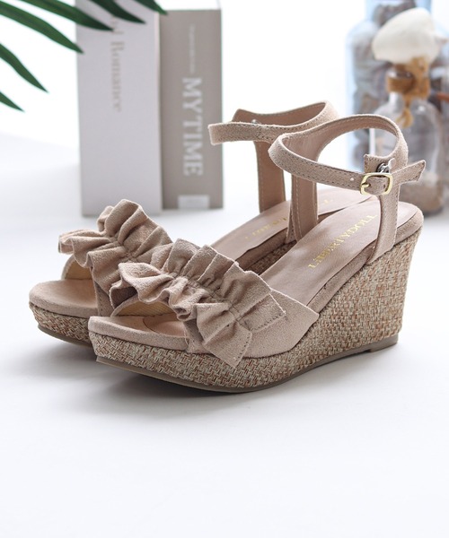 最も信頼できる LibertyDoll サンダル フリル 8.5cmウエッジヒール アンクル 靴