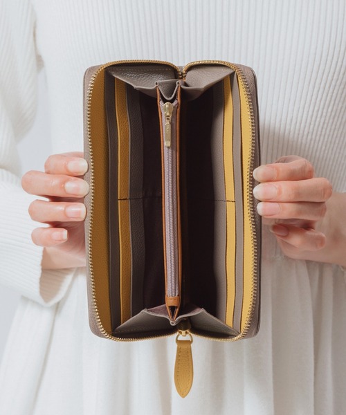 財布 ソフトシュリンクレザー 本革 バイカラー/トライカラー ラウンドファスナー 長財布 レディース メンズ | MURA | 15